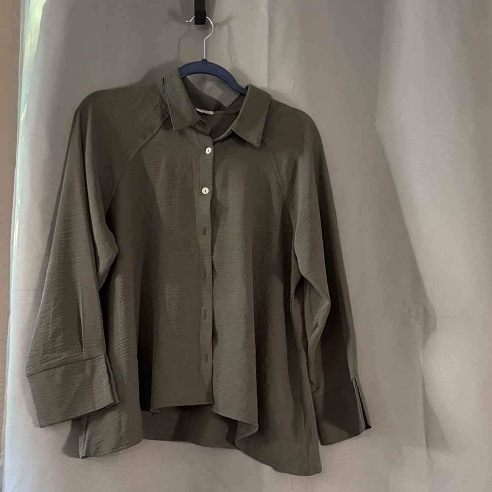 Elegant Olive Button Down Shirt for Women